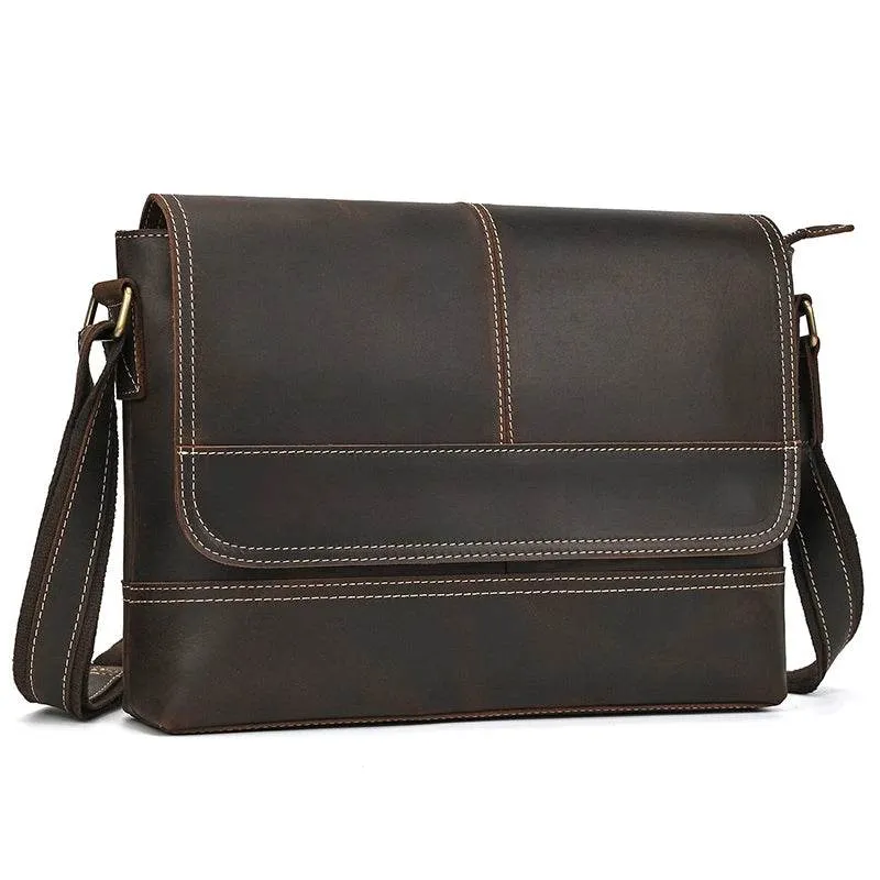 Vintage Fashion Leather Crossbody Messenger Bag for Men Sling Bag