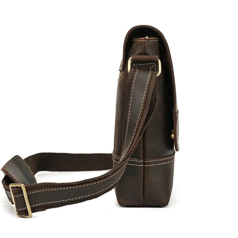 Vintage Fashion Leather Crossbody Messenger Bag for Men Sling Bag