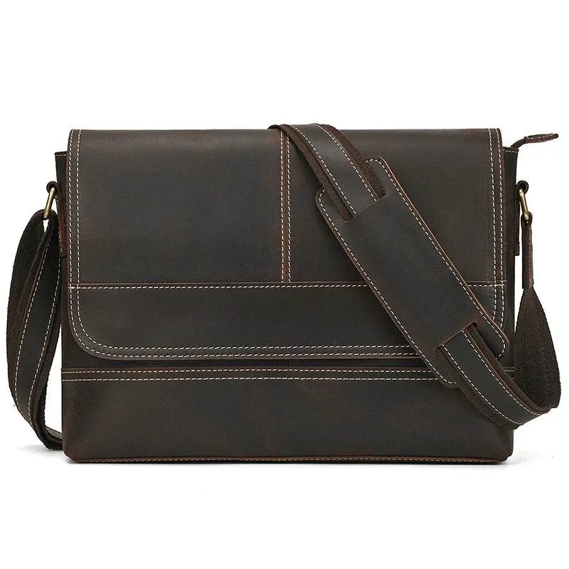 Vintage Fashion Leather Crossbody Messenger Bag for Men Sling Bag