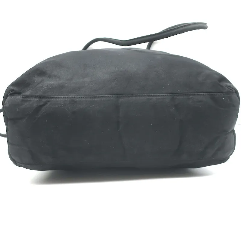 Vintage Prada Tessuto Nylon Medium Top-Zip Shoulder Bag Black