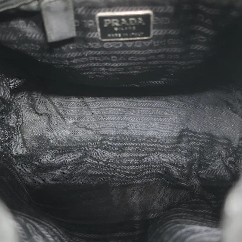 Vintage Prada Tessuto Nylon Medium Top-Zip Shoulder Bag Black