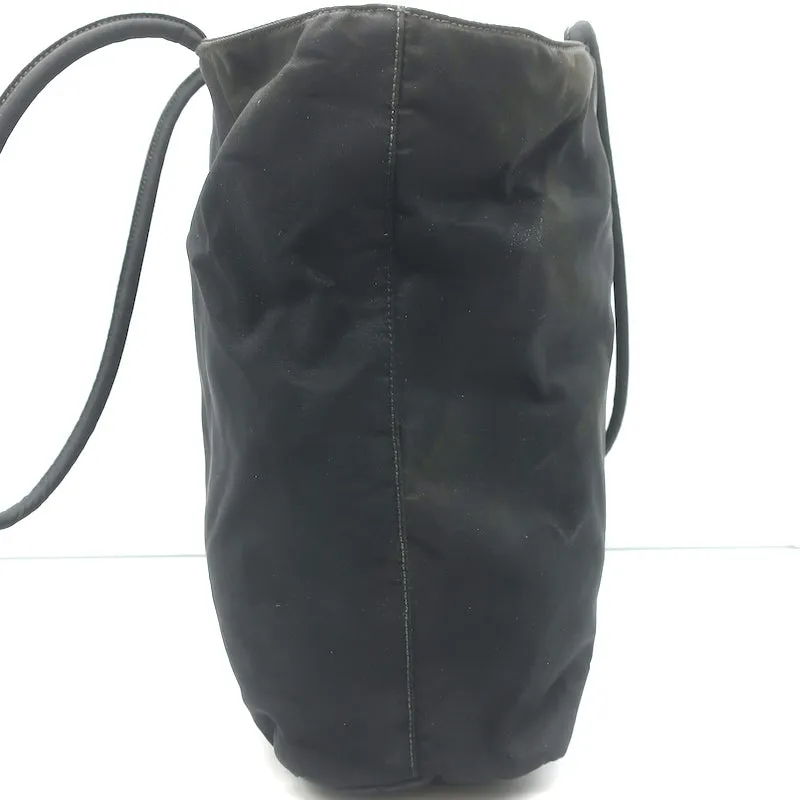 Vintage Prada Tessuto Nylon Medium Top-Zip Shoulder Bag Black