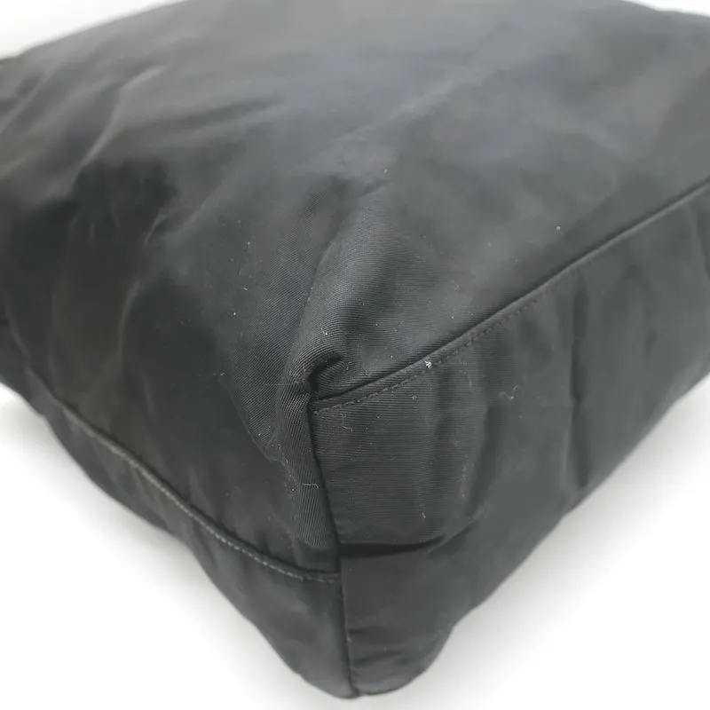 Vintage Prada Tessuto Nylon Medium Top-Zip Shoulder Bag Black