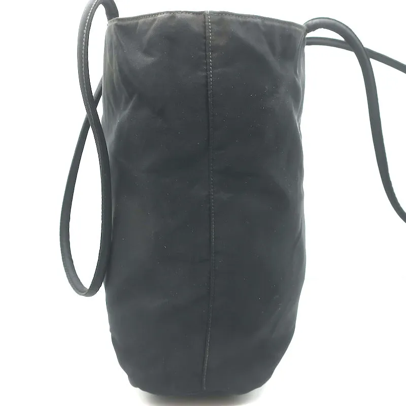 Vintage Prada Tessuto Nylon Medium Top-Zip Shoulder Bag Black