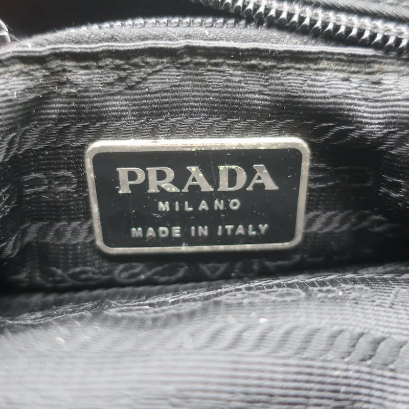 Vintage Prada Tessuto Nylon Medium Top-Zip Shoulder Bag Black