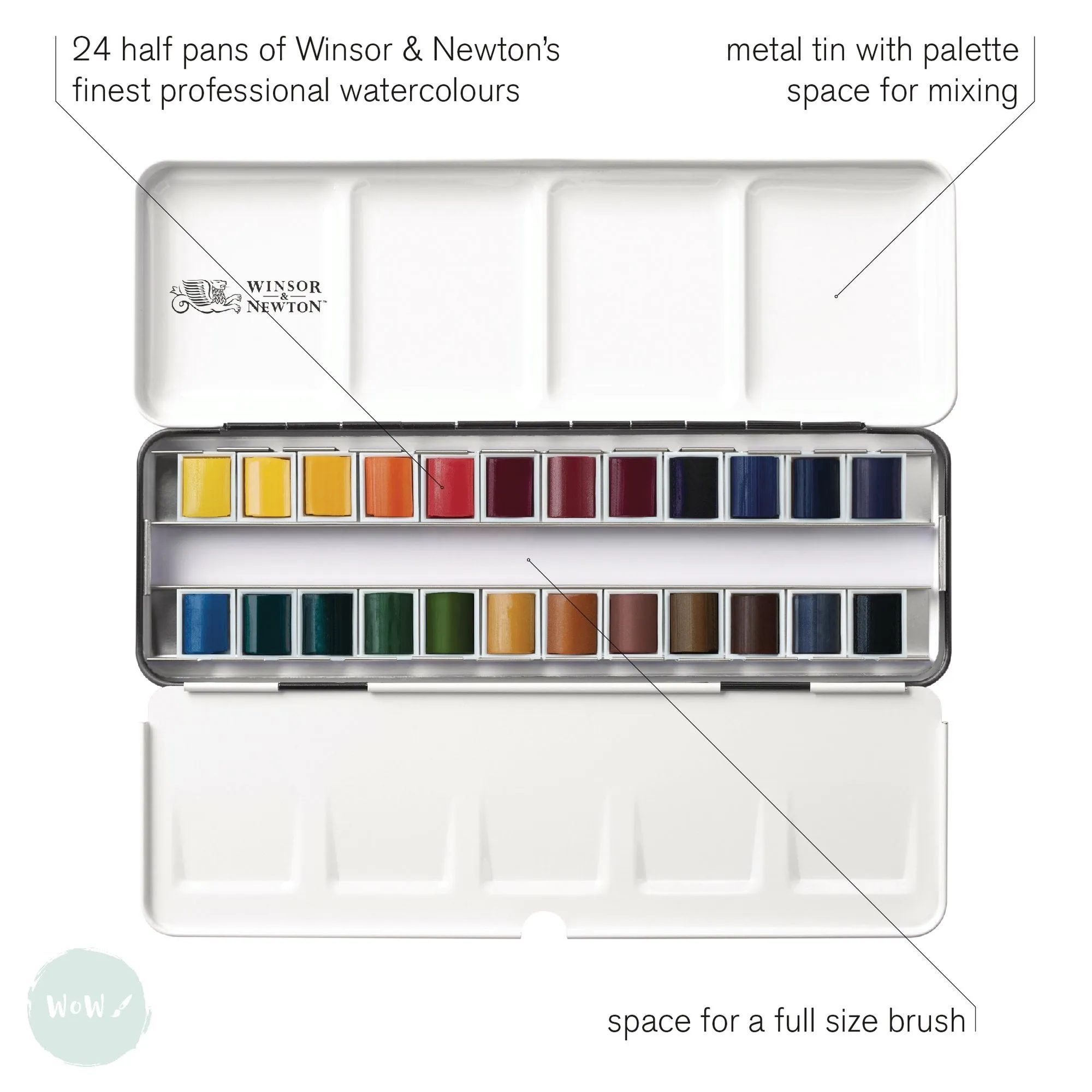 Watercolour Paint Sets - Winsor & Newton PROFESSIONAL - COMPLETE TRAVEL TIN - 24 Half Pans
