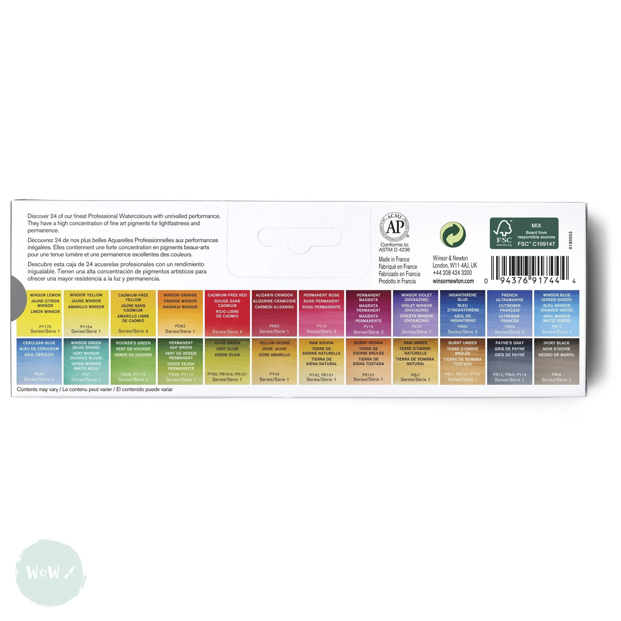 Watercolour Paint Sets - Winsor & Newton PROFESSIONAL - COMPLETE TRAVEL TIN - 24 Half Pans