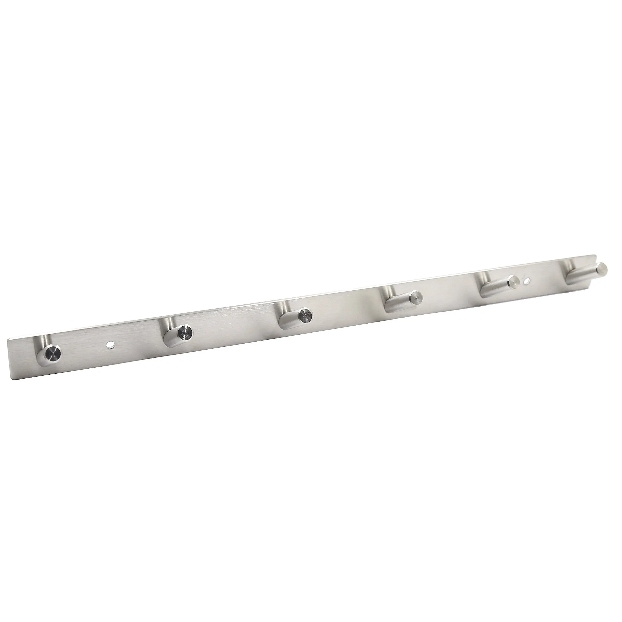 WEBI 2 Set V SUS 304 Modern 6-Hook Hat Bath Towel Coat Hooks Robe Garment Rack Hanger Rail Holder, Screw Wall Mount Closet Clothing Bathroom Garage Home Storage Organization, Brushed Nickel, V-YZG06-2