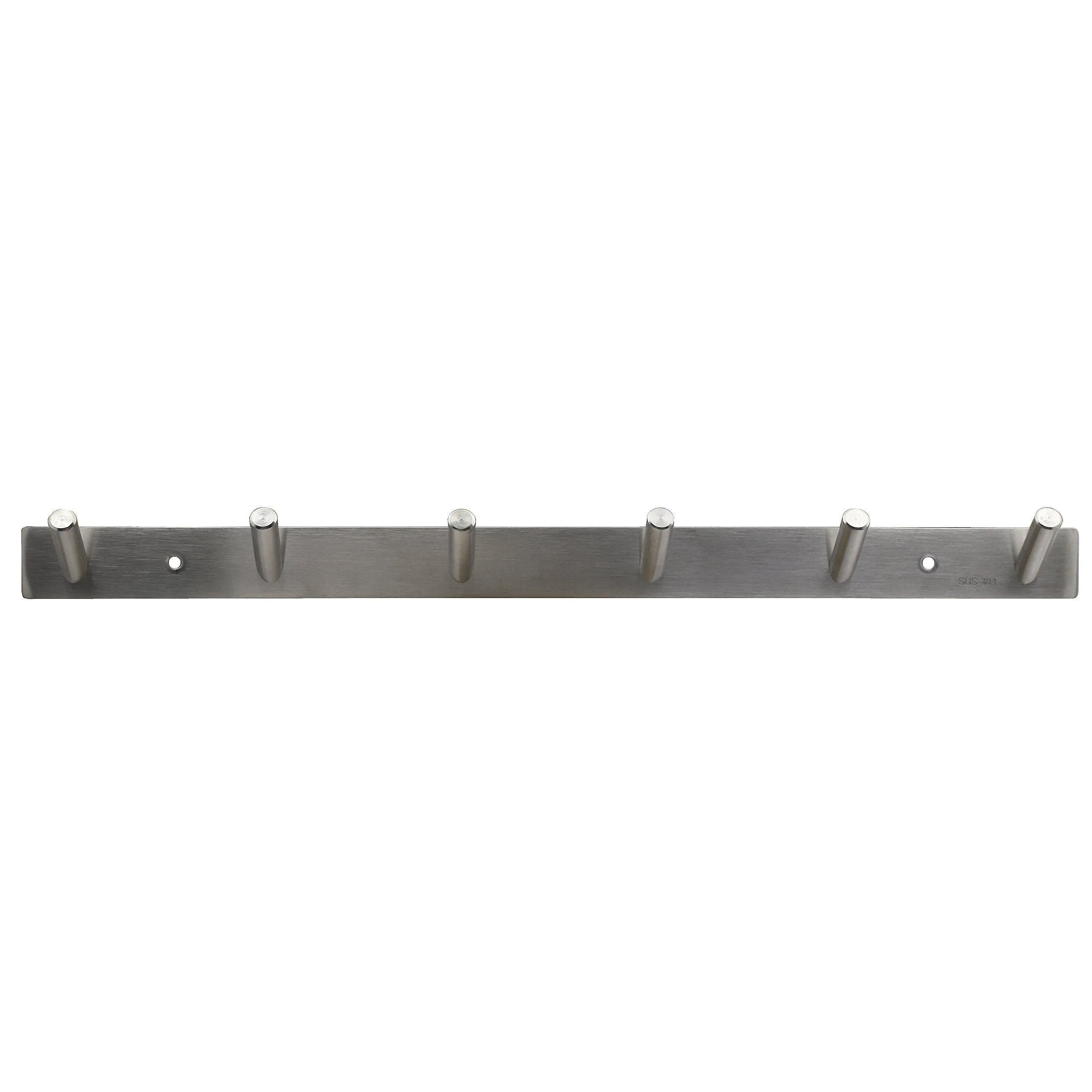 WEBI 2 Set V SUS 304 Modern 6-Hook Hat Bath Towel Coat Hooks Robe Garment Rack Hanger Rail Holder, Screw Wall Mount Closet Clothing Bathroom Garage Home Storage Organization, Brushed Nickel, V-YZG06-2