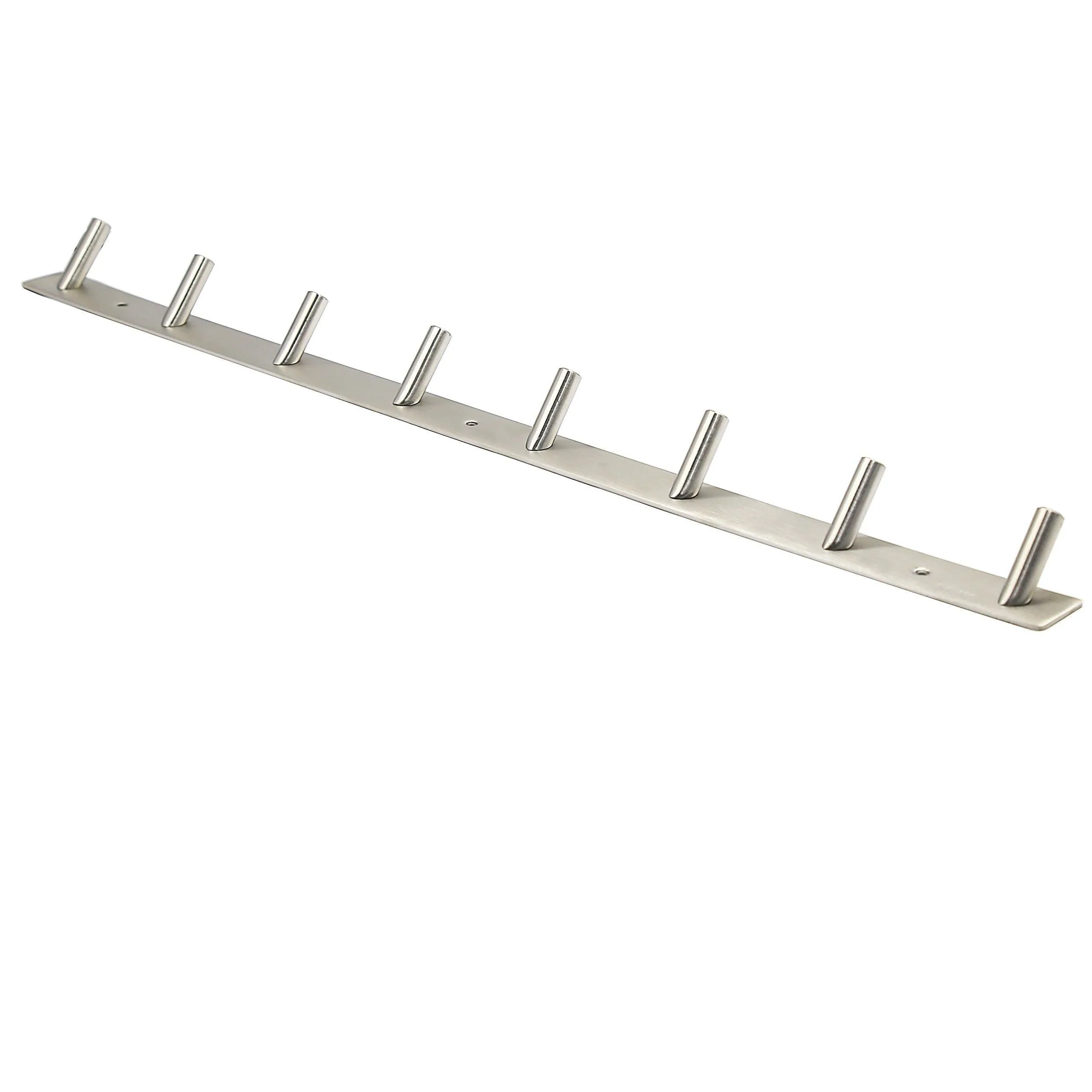 WEBI 2 Set V SUS 304 Modern 8-Hook Coat Hat Bath Towel Hooks Robe Garment Rack Hanger Rail Holder, Screw Wall Mount Closet Clothing Bathroom Garage Home Organization Storage, Brushed Nickel, V-YZG08-2