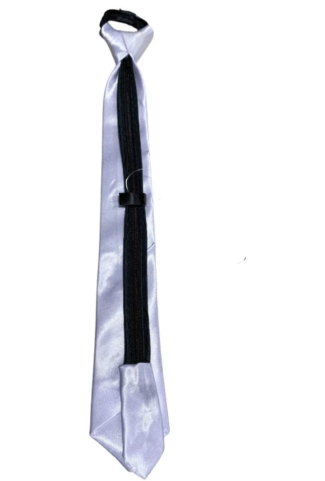 White Satin Tie with Zip