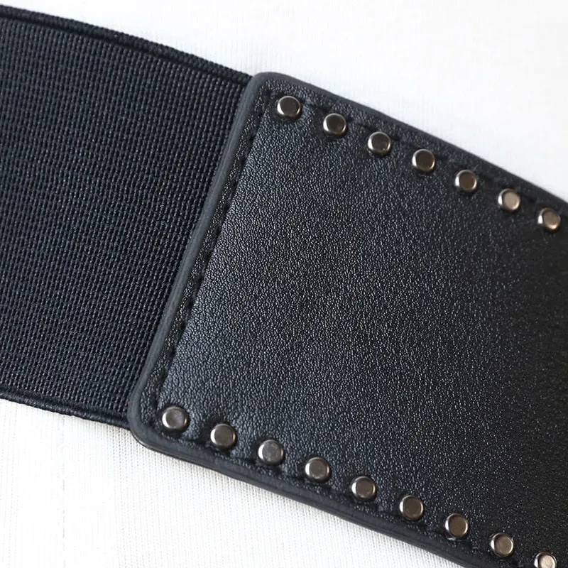 Wide Hip Belt with Rivet Alloy Ring Buckle