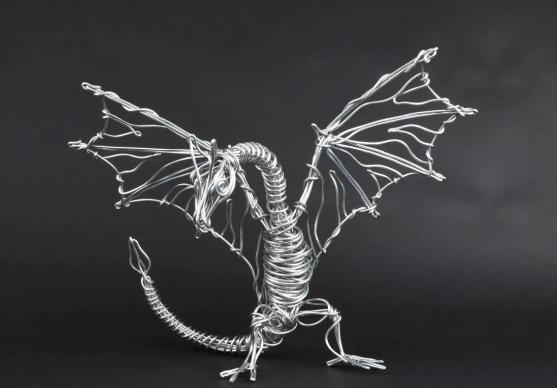 Winged Dragon Metal Sculpture
