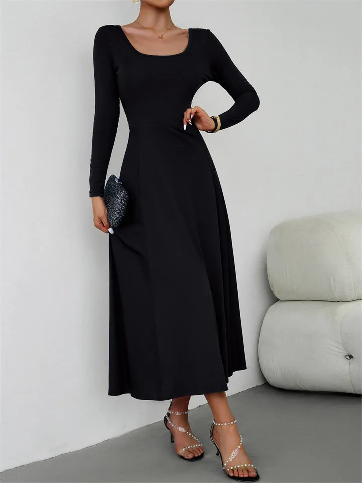 Women's Classy Plain Banquet Waisted Dresses