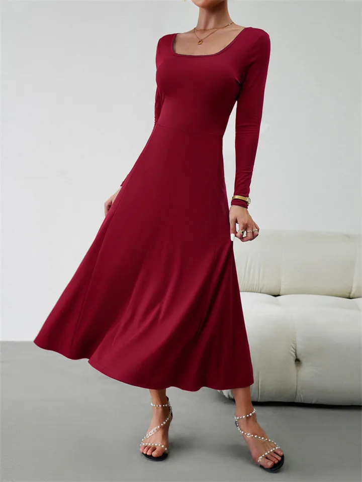 Women's Classy Plain Banquet Waisted Dresses