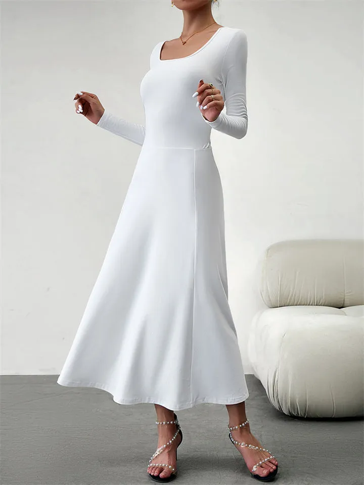 Women's Classy Plain Banquet Waisted Dresses
