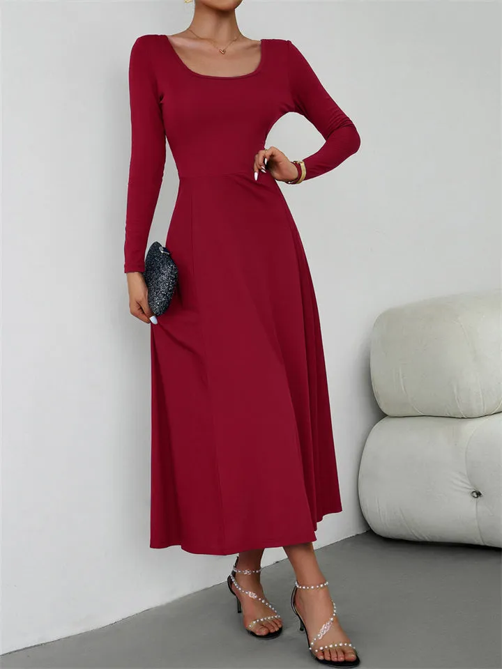 Women's Classy Plain Banquet Waisted Dresses