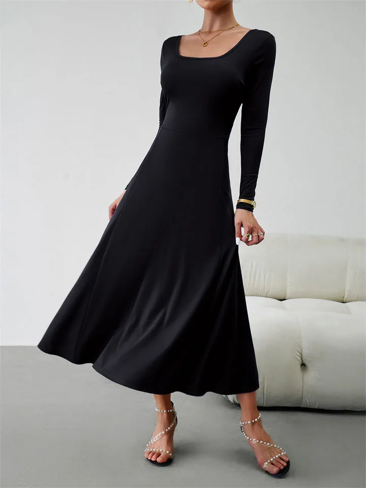 Women's Classy Plain Banquet Waisted Dresses
