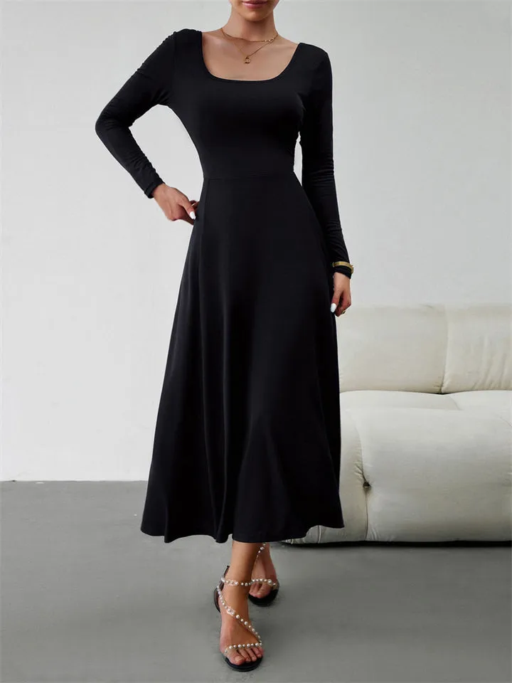 Women's Classy Plain Banquet Waisted Dresses