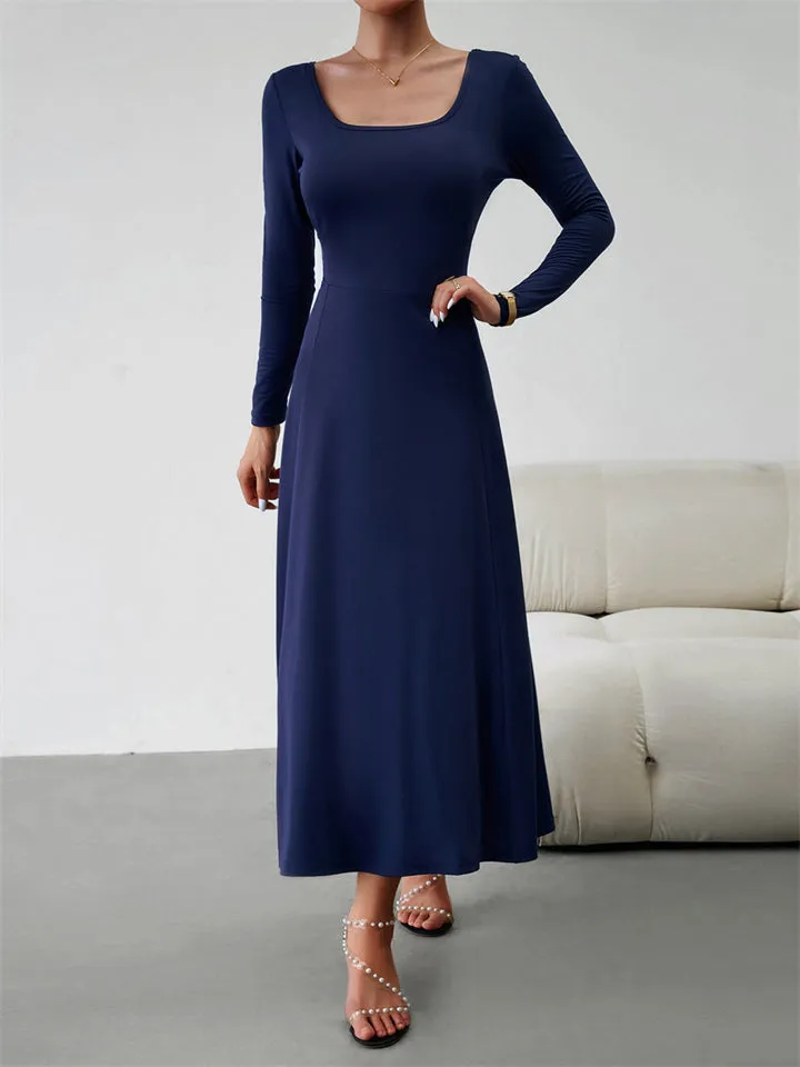 Women's Classy Plain Banquet Waisted Dresses