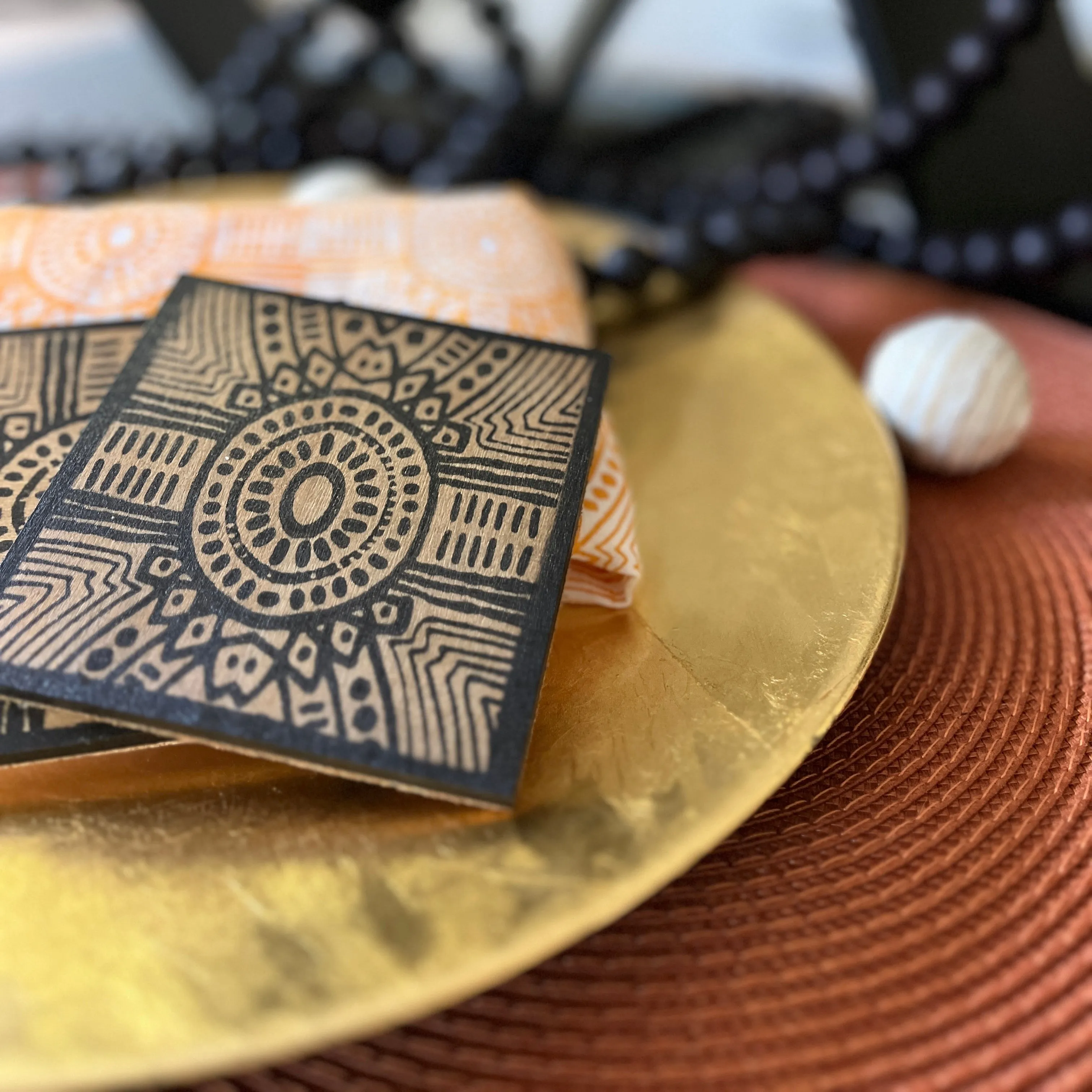 Wood Art Coasters - Set of 2