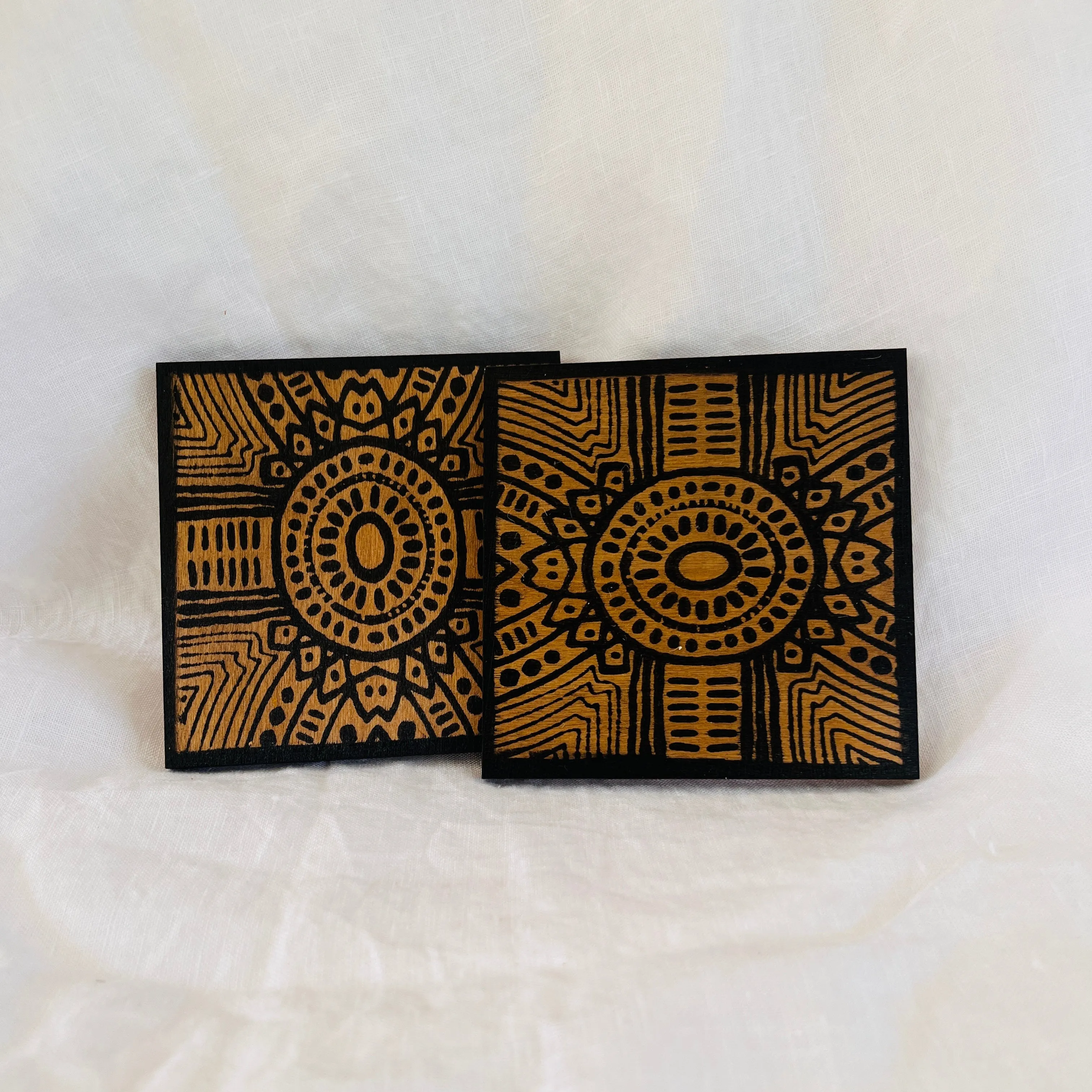 Wood Art Coasters - Set of 2