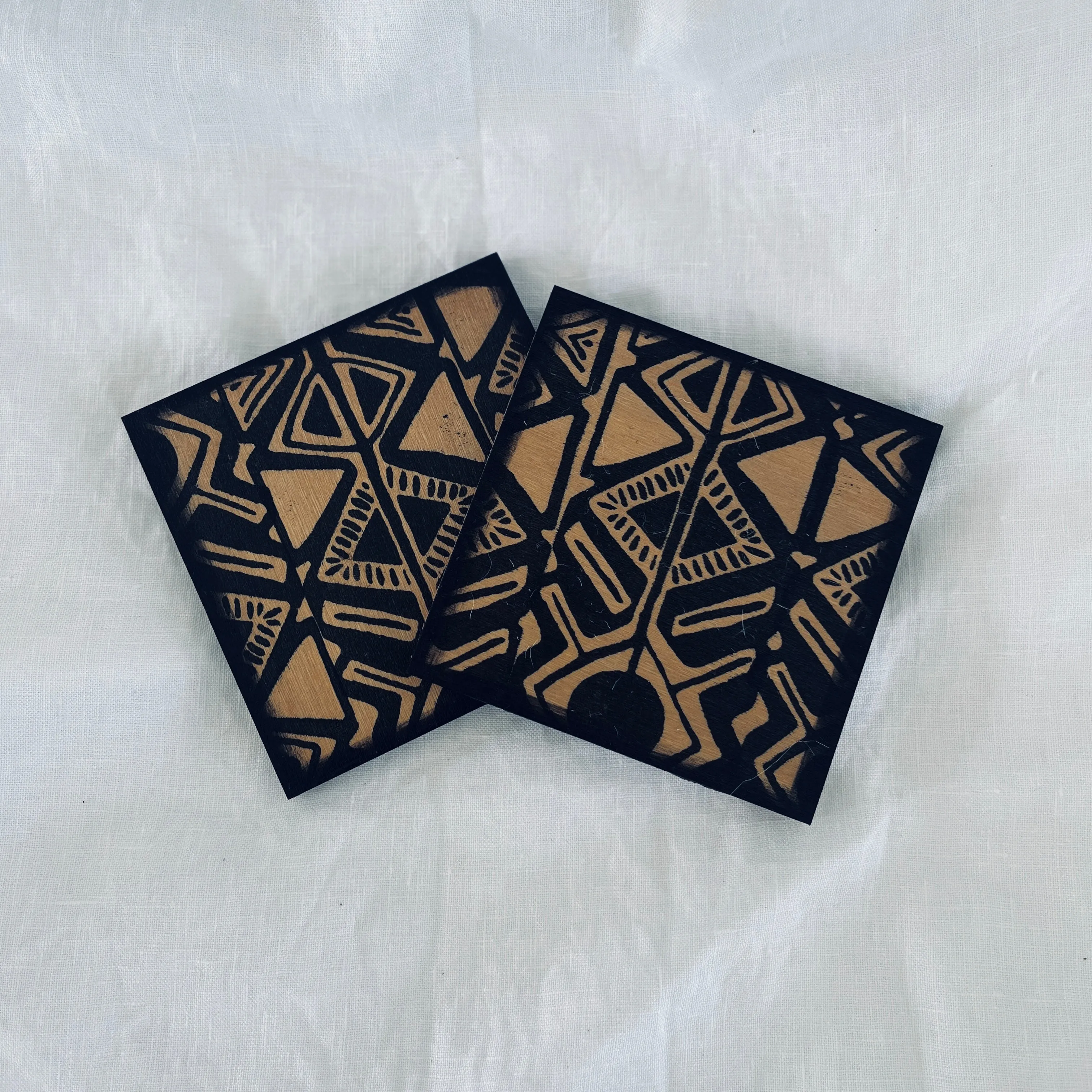 Wood Art Coasters - Set of 2
