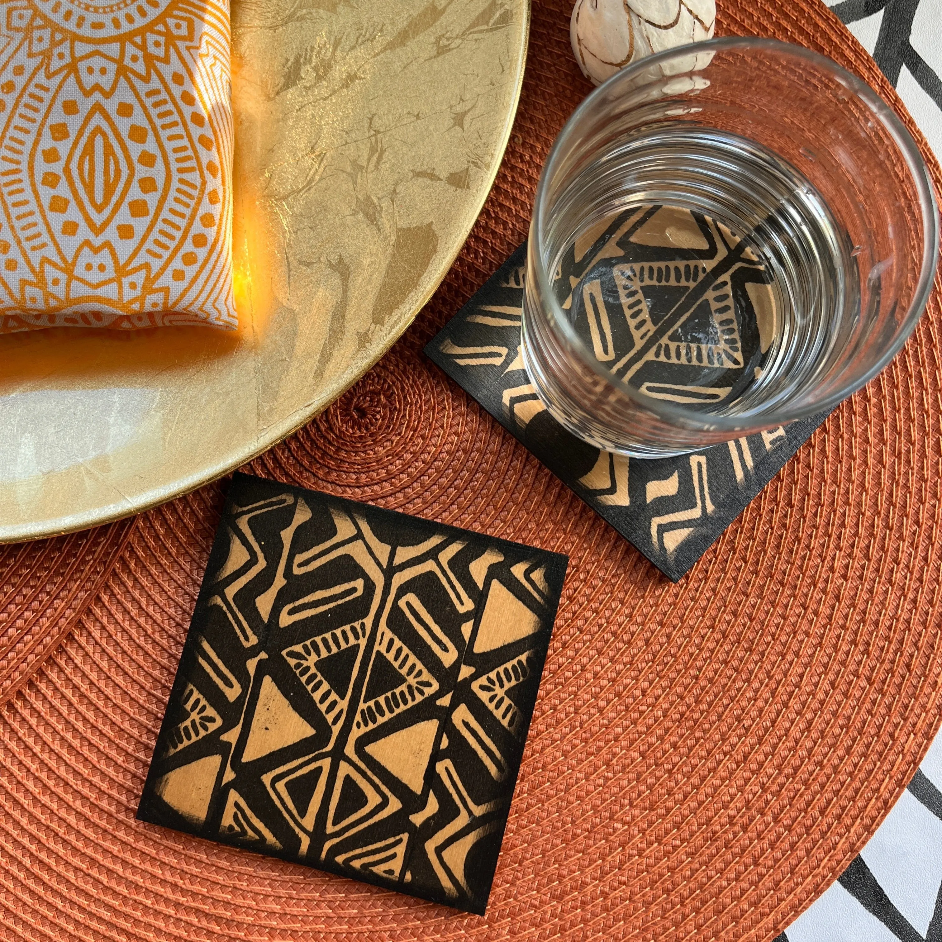 Wood Art Coasters - Set of 2