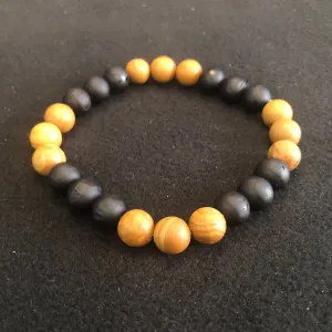 Wood Grain Jasper and Matte Black Onyx