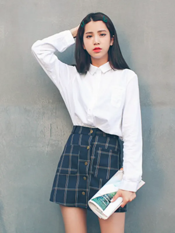 wool buttoned skirt