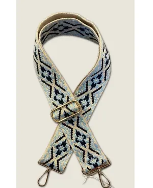 Woven Purse Shoulder Strap Blue Geo