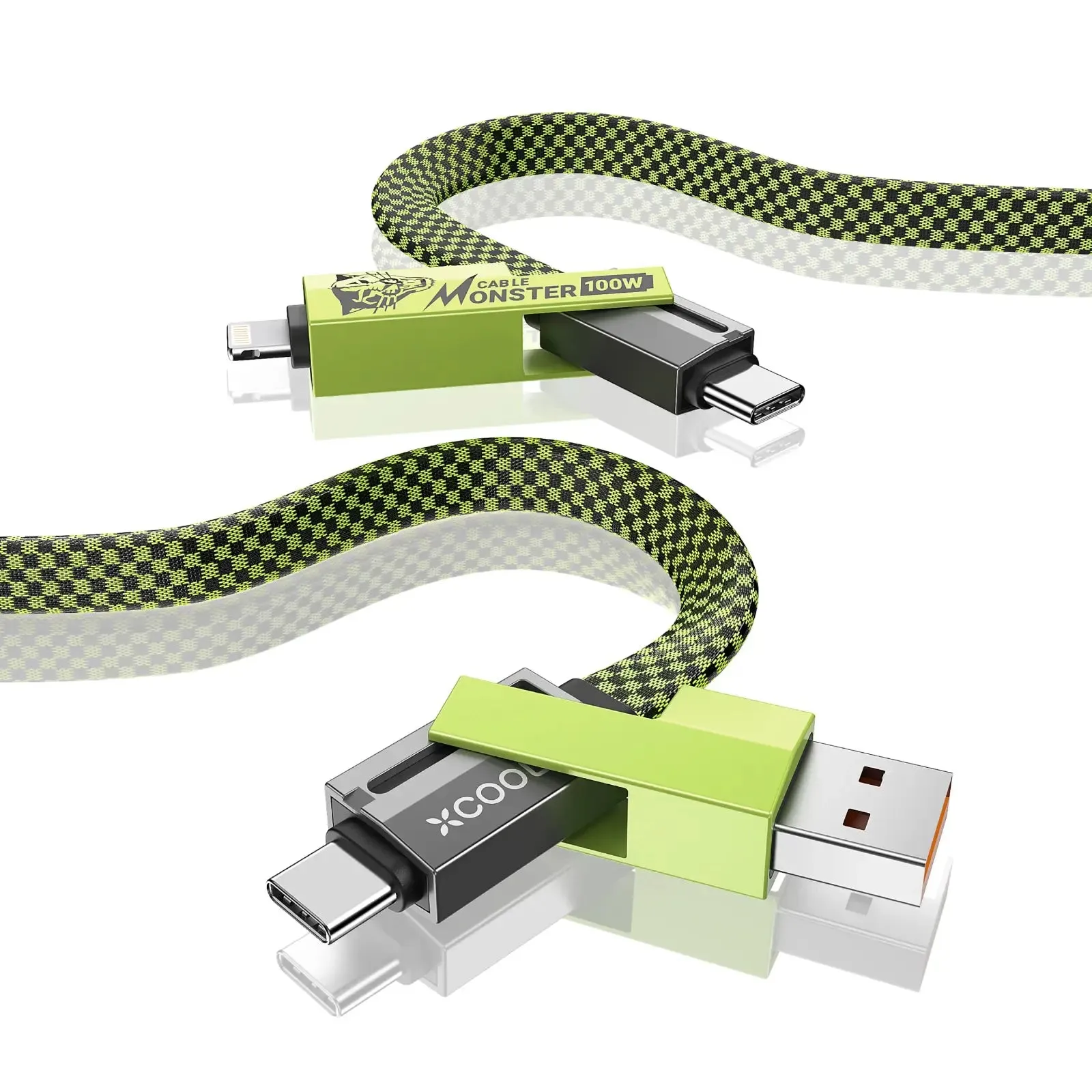 xCool Cable Monster 4-in-1 100W USB-C Charging Cable with Interchangeable Connectors