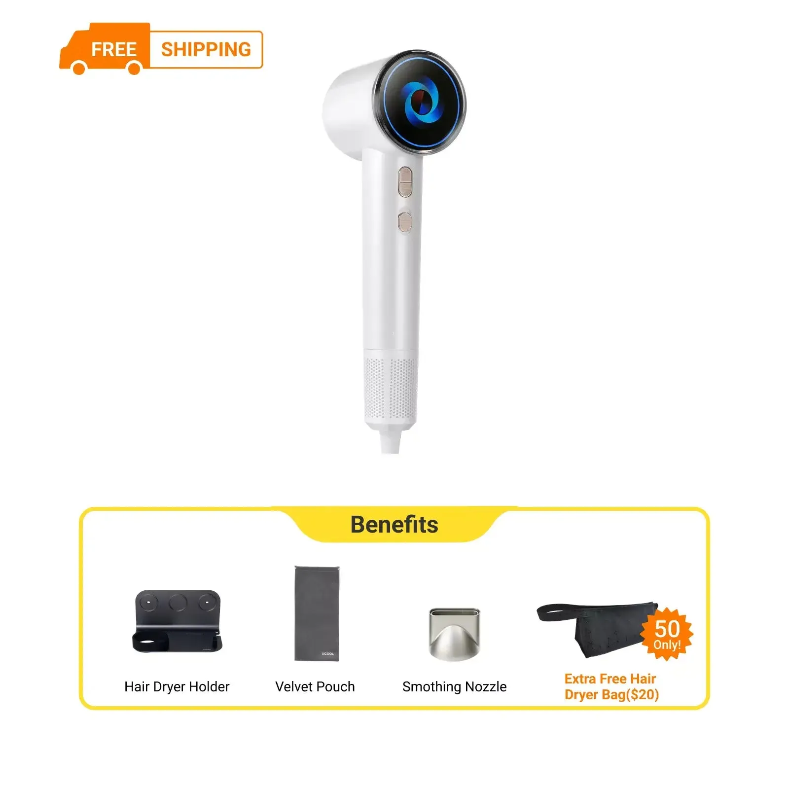xCool SuperCare 2-in-1 Quiet, Portable Ion Hair Dryer