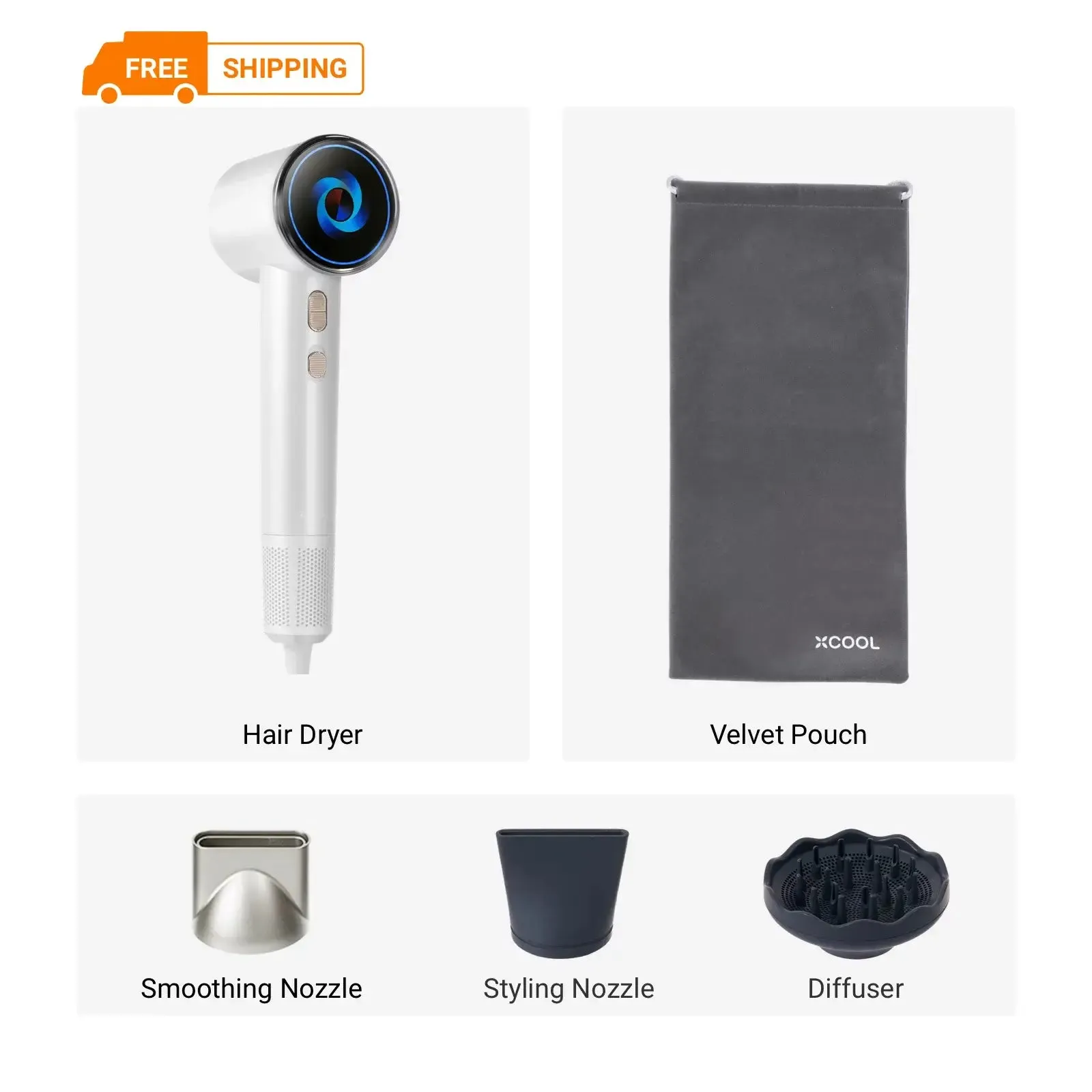 xCool SuperCare 2-in-1 Quiet, Portable Ion Hair Dryer