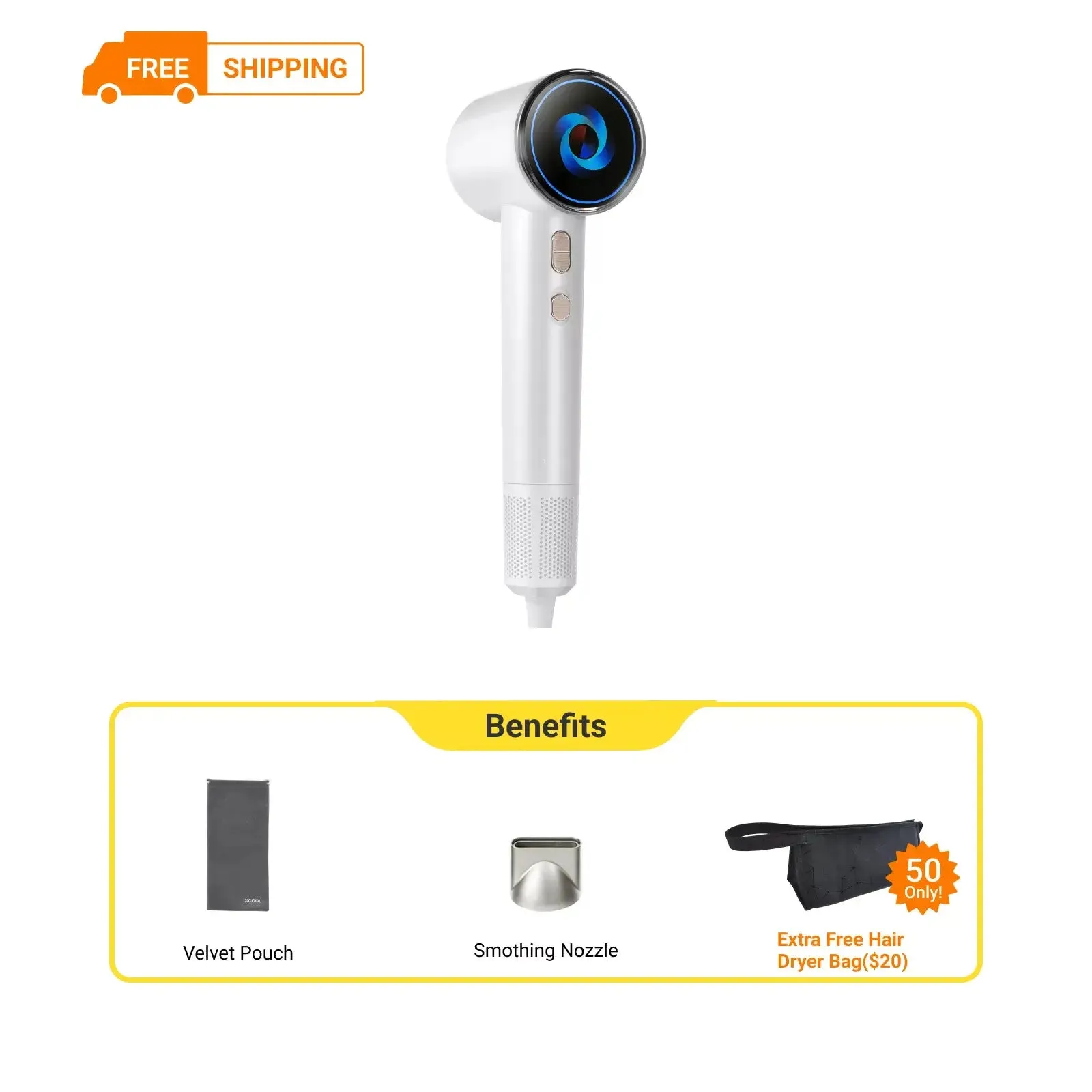 xCool SuperCare 2-in-1 Quiet, Portable Ion Hair Dryer