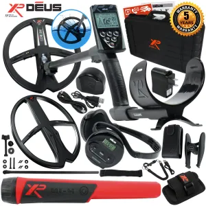 XP Deus Metal Detector w/ MI-4 Pinpointer, WS4 Backphone, Remote & 2 X35 Coils
