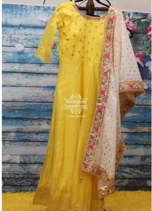 Yellow kameez | salwar with duppatta | Indian Designerwear | Indian Bridal Dress | salwar suit | kameez |HoneyBee Handlooms