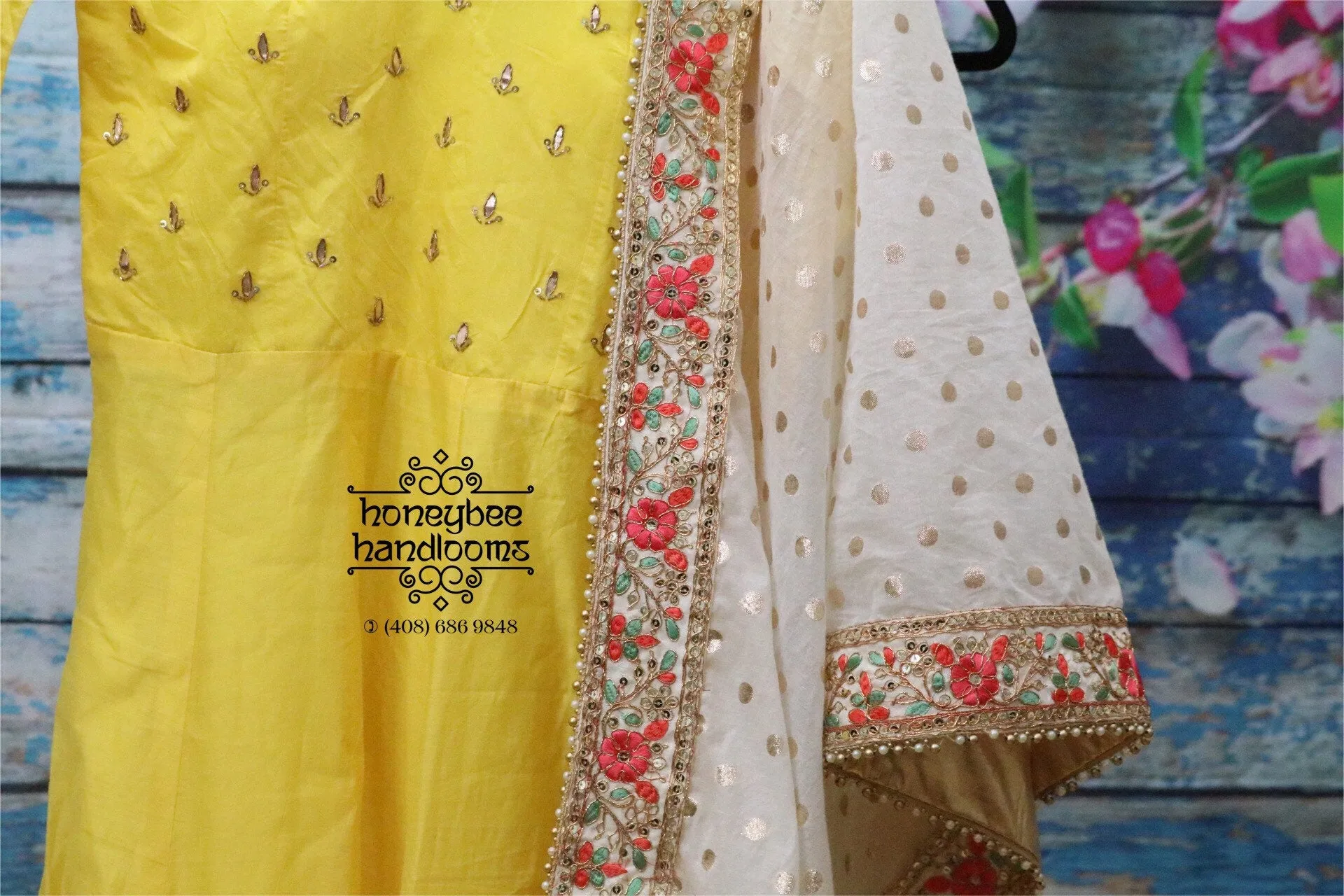 Yellow kameez | salwar with duppatta | Indian Designerwear | Indian Bridal Dress | salwar suit | kameez |HoneyBee Handlooms