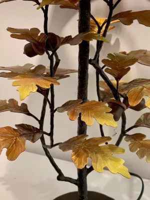 Yellow Oak and Acorn Table Lamp with Black Shade