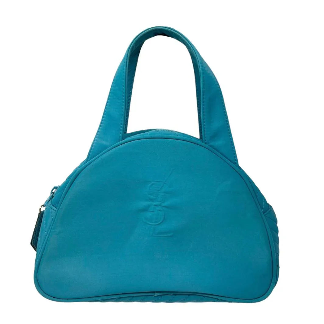 YSL Blue Nylon Top Handle Bag
