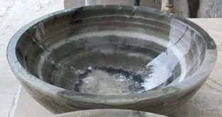 ZEBRA Cebrino Onyx Polished & Resin Filled Round Rimless Undermount Sink